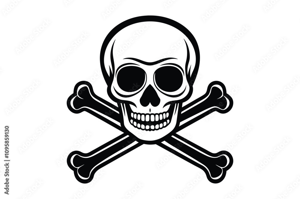 crossing bones skull vector art illustration. crossing bones skull vector art illustration.