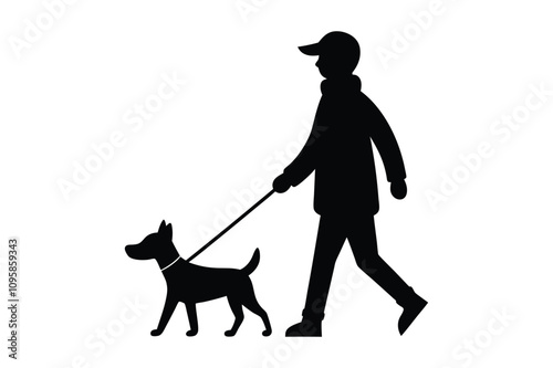  dog walking silhouette vector illustration.