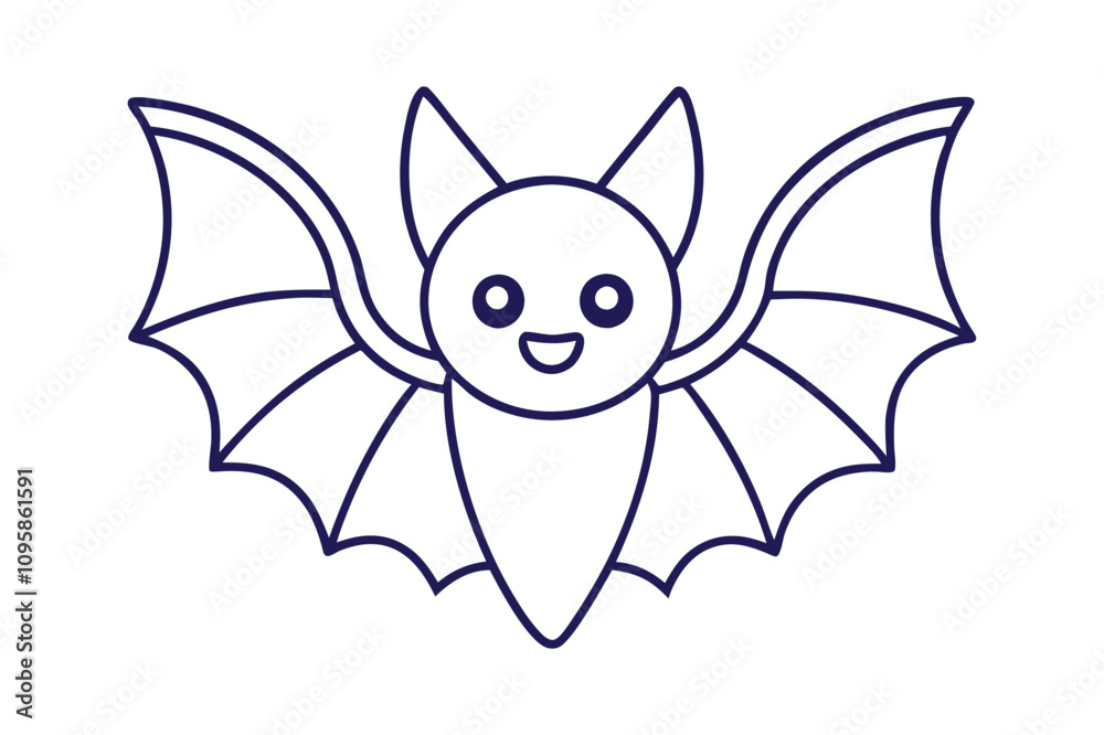 flying bats line art vector icon illustration.