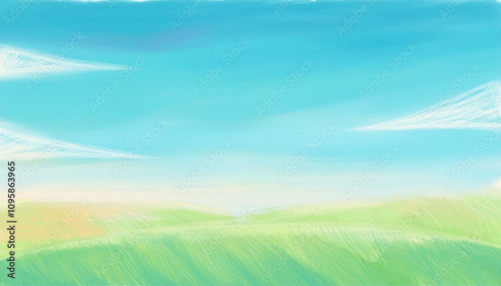 Calm grassland landscape painting Calm grassland landscape painting