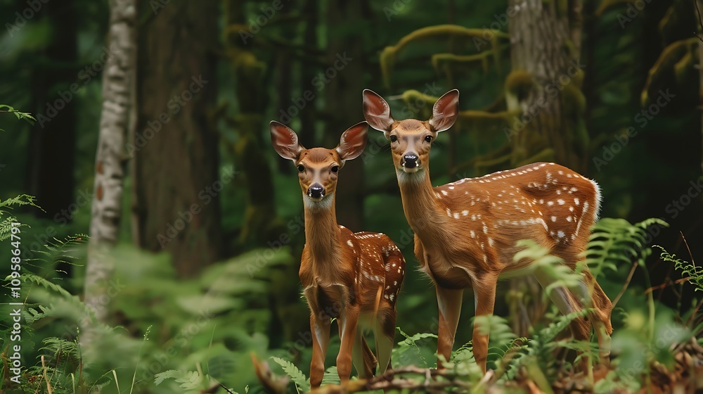 A sooke family of deer in the woods A sooke family of deer in the woods