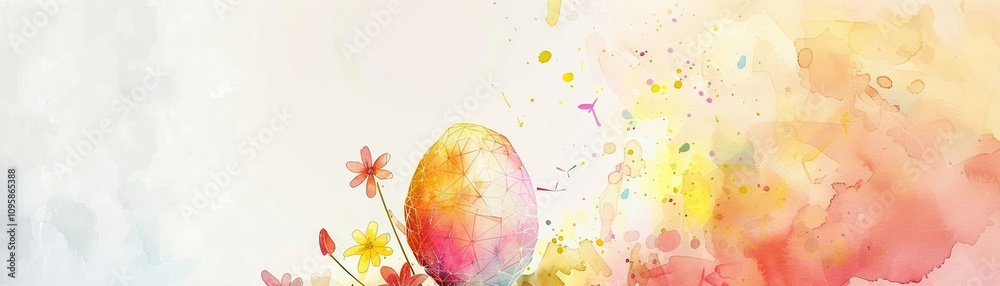 Obraz premium A cheerful minimal watercolor drawing of a tiny