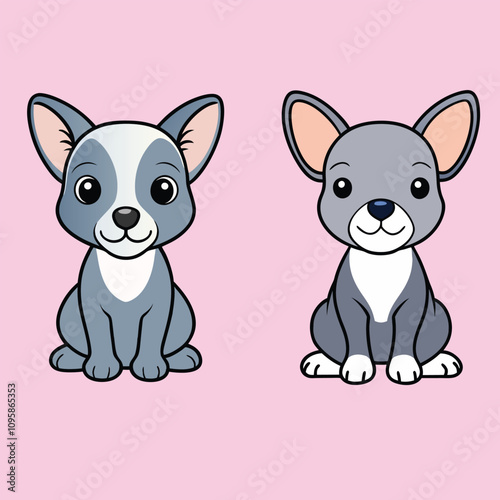 Collection of American hairless terrier Dog Isolated Vector illustration
