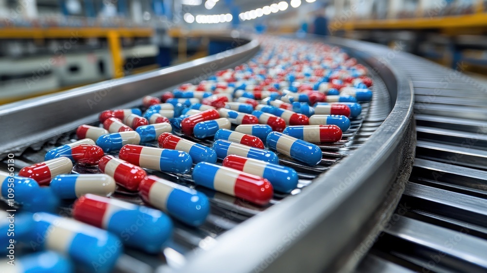 Obraz premium Capsules Production Line: Pharmaceutical Manufacturing