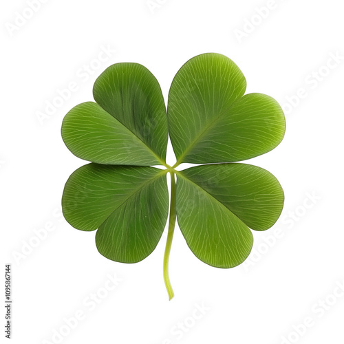 Four-leaf clover isolated on white and transparent background