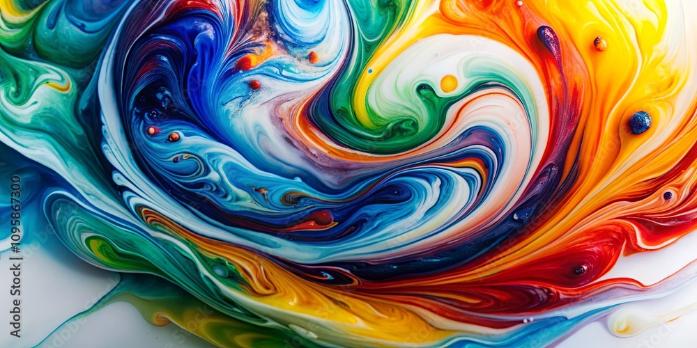 Fototapeta premium Abstract Swirling Rainbow Hues A Colorful Fluid Dynamics Composition