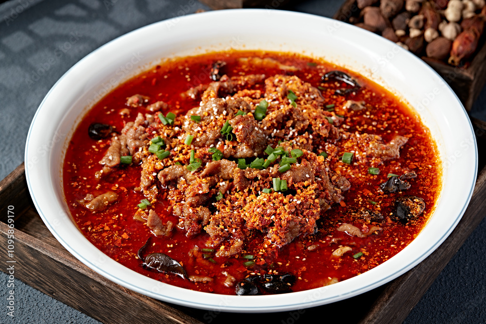 Sichuan delicious spicy red oil boiled beef Sichuan delicious spicy red oil boiled beef