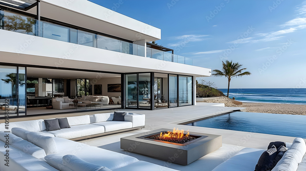 Modern Beach House with Infinity Pool and Fire Pit - Photo Modern Beach House with Infinity Pool and Fire Pit - Photo