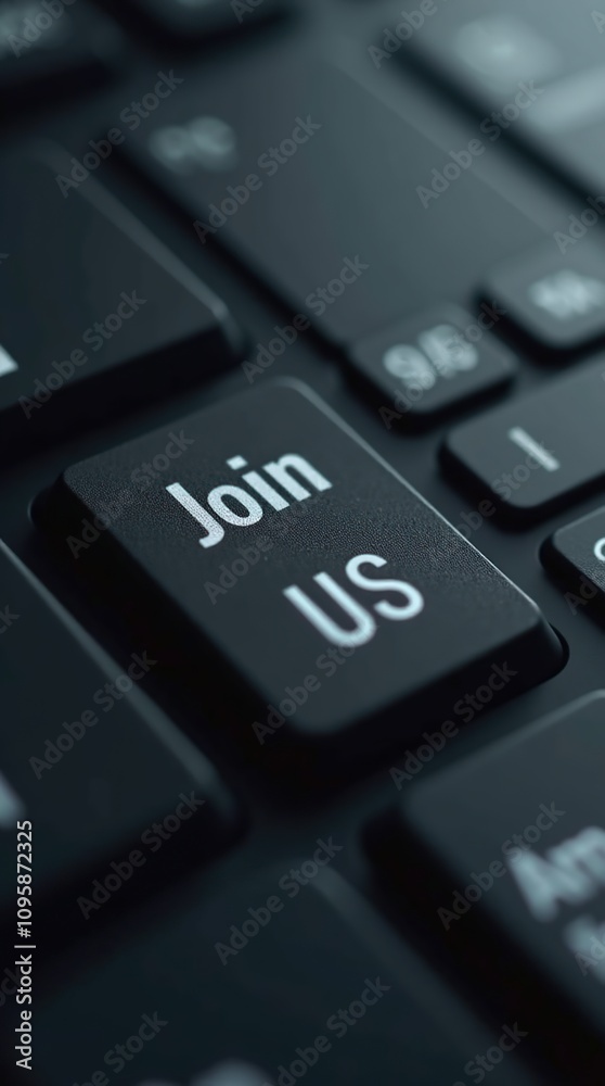 Join Us Button on Computer Keyboard for Online Collaboration Join Us Button on Computer Keyboard for Online Collaboration