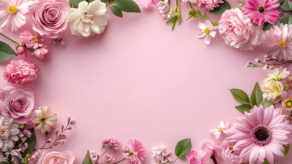 Pink Flower Frame Background Pink Flower Frame Background
