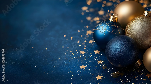 Blue and Gold Christmas Ornaments with Glitter Photo