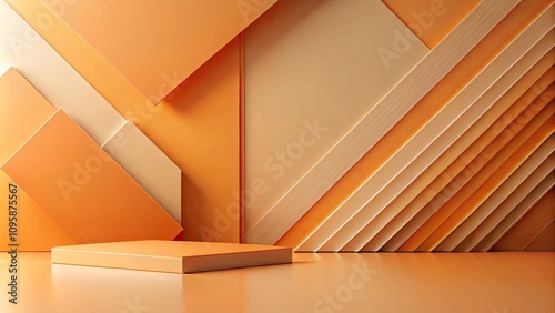 Abstract Orange and Beige Geometric Background with Display Platform