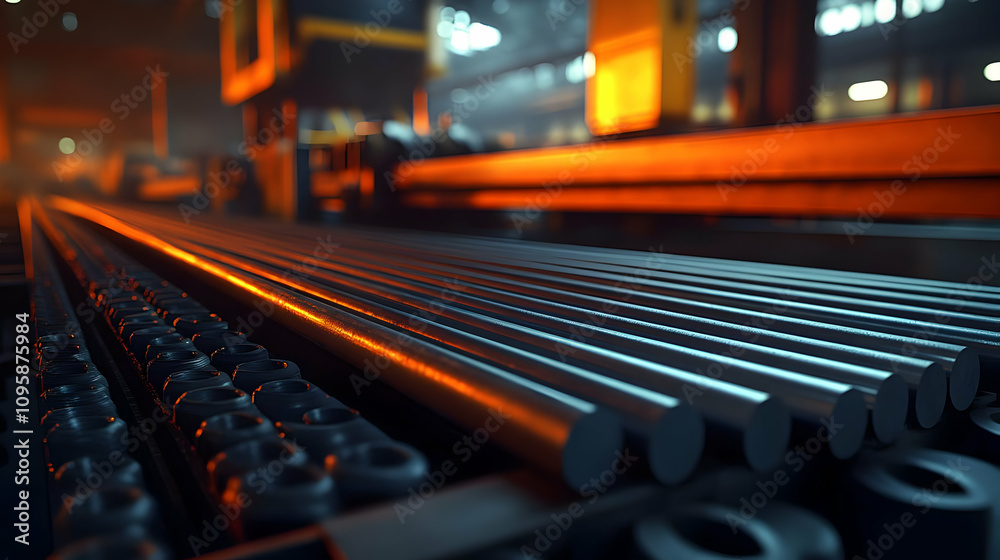 Industrial Metal Rods - 3D Illustration Industrial Metal Rods - 3D Illustration