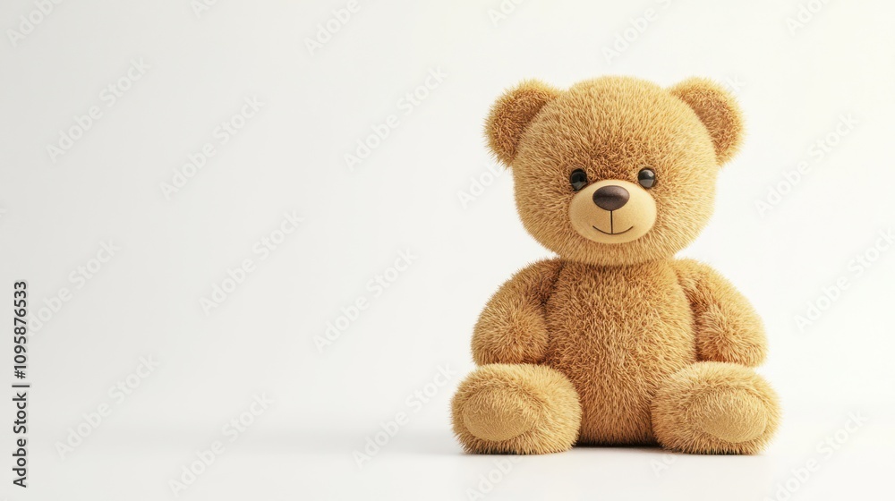 Obraz premium Smiling Teddy Bear on a White Background