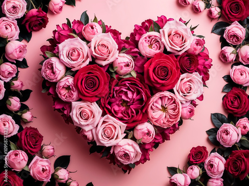 fondo de corazon formado de rosas para dia de san valentin