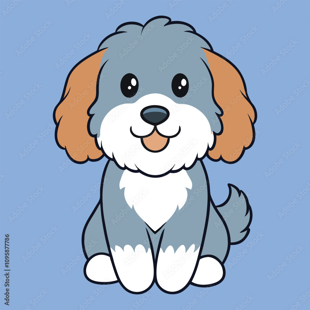 Obraz premium Cute Aussiedoodle Dog Clipart Design - Aussiedoodle Vector illustration 