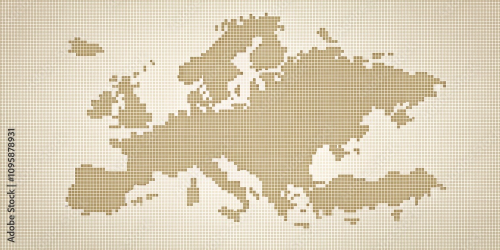 Fototapeta premium Abstract Pixelated Map of a Large Landmass in Europe
