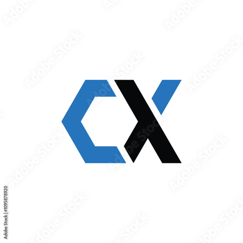 Modern Hexagonal Letter CX Logo