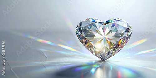 A Sparkling Heart-Shaped Diamond Gemstone Reflecting Rainbow Hues