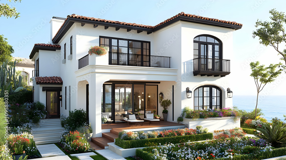 Modern Mediterranean House 3D Render Modern Mediterranean House 3D Render