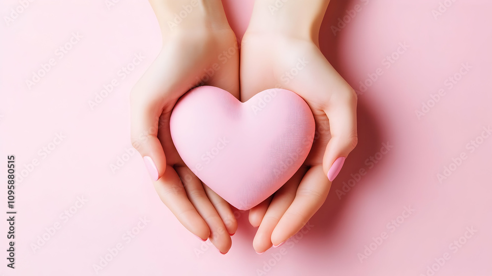 Pink Heart Held in Hands - Illustration Pink Heart Held in Hands - Illustration