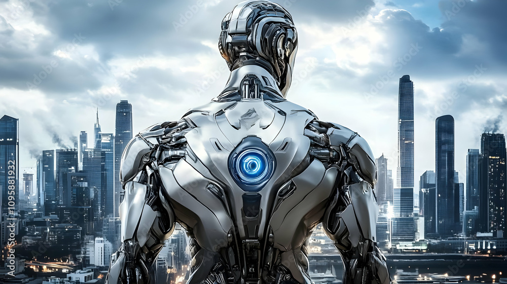 Futuristic Robot Cityscape - 3D Illustration Futuristic Robot Cityscape - 3D Illustration