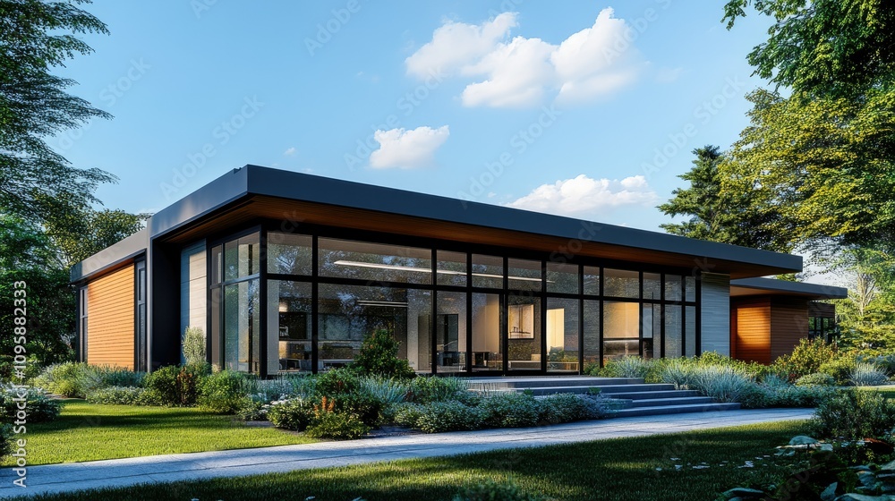Fototapeta premium Modern Indian Home Design with 3D Elevation View