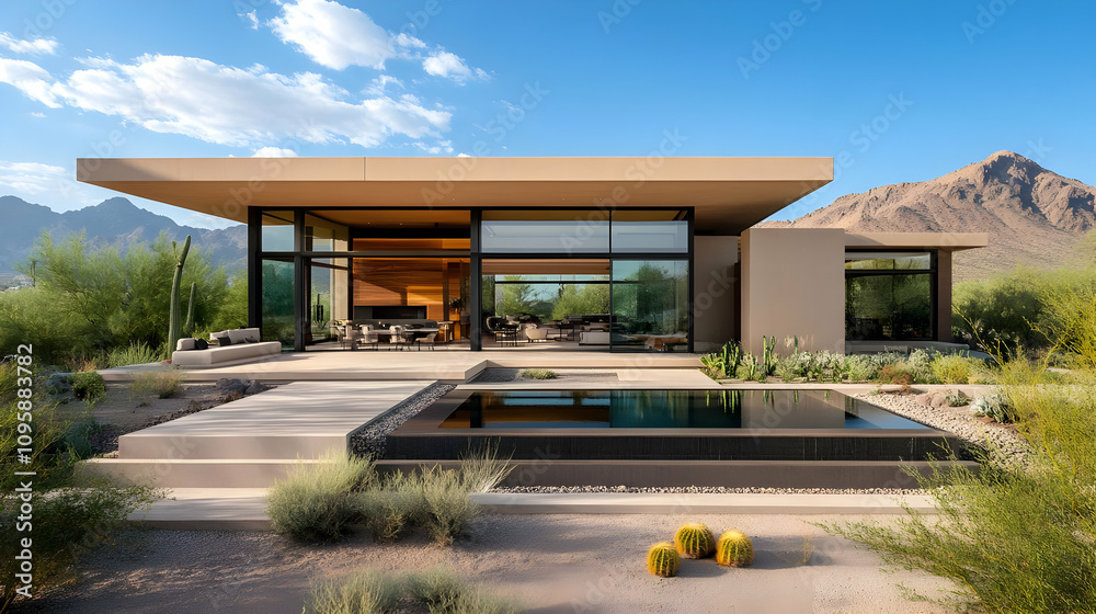 Modern Desert Home with Pool and Mountain Views - Photo Modern Desert Home with Pool and Mountain Views - Photo