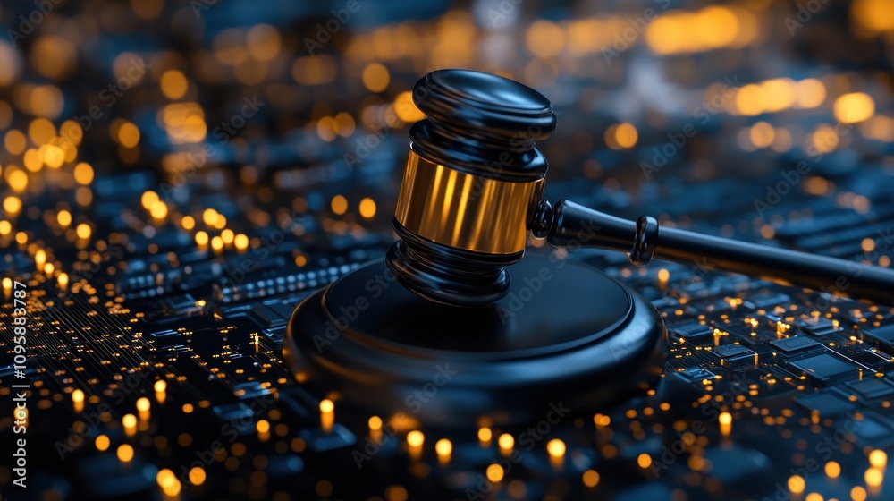 A gavel resting on a circuit board, symbolizing the intersection of law and technology. A gavel resting on a circuit board, symbolizing the intersection of law and technology.