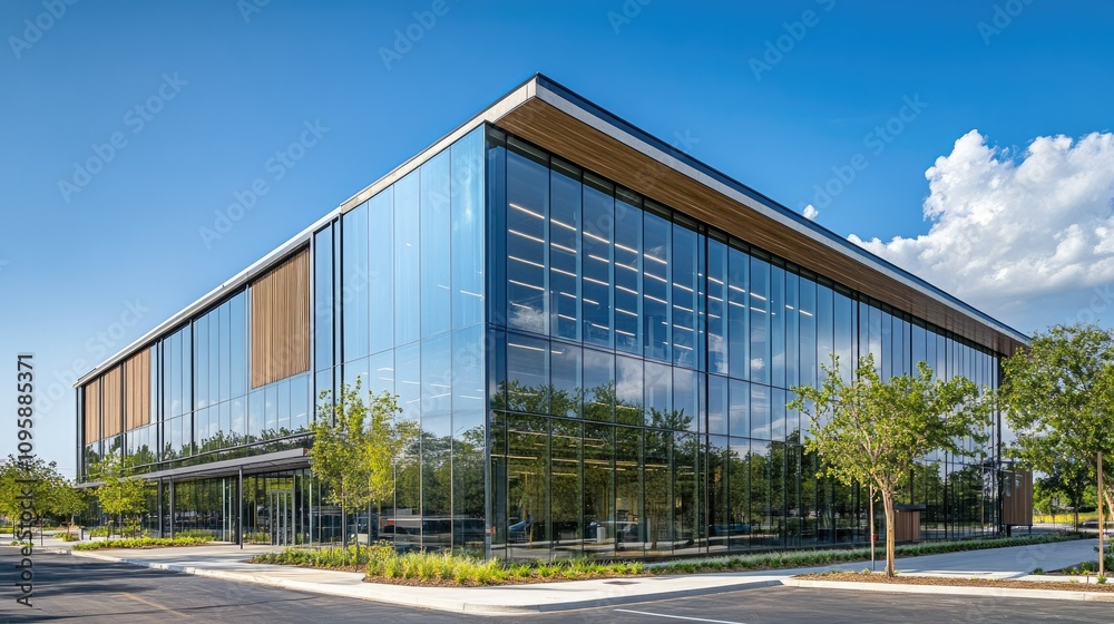 Modern Office Building with Glass Facade Modern Office Building with Glass Facade