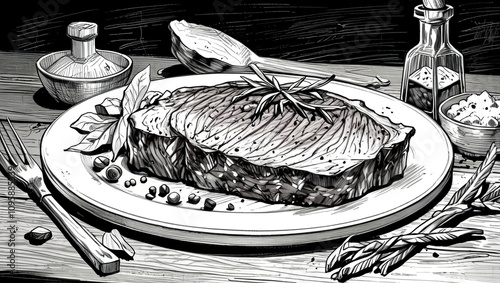 Deliciously prepared roast meat served with accompaniments on a beautifully arranged plate