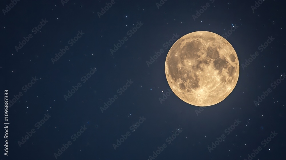 Full moon glowing brightly in a clear night sky, with scattered stars adding to the magical ambiance Full moon glowing brightly in a clear night sky, with scattered stars adding to the magical ambiance