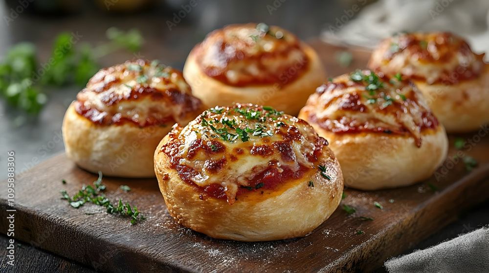 Pizza Bites on Wooden Board -  Food Photography