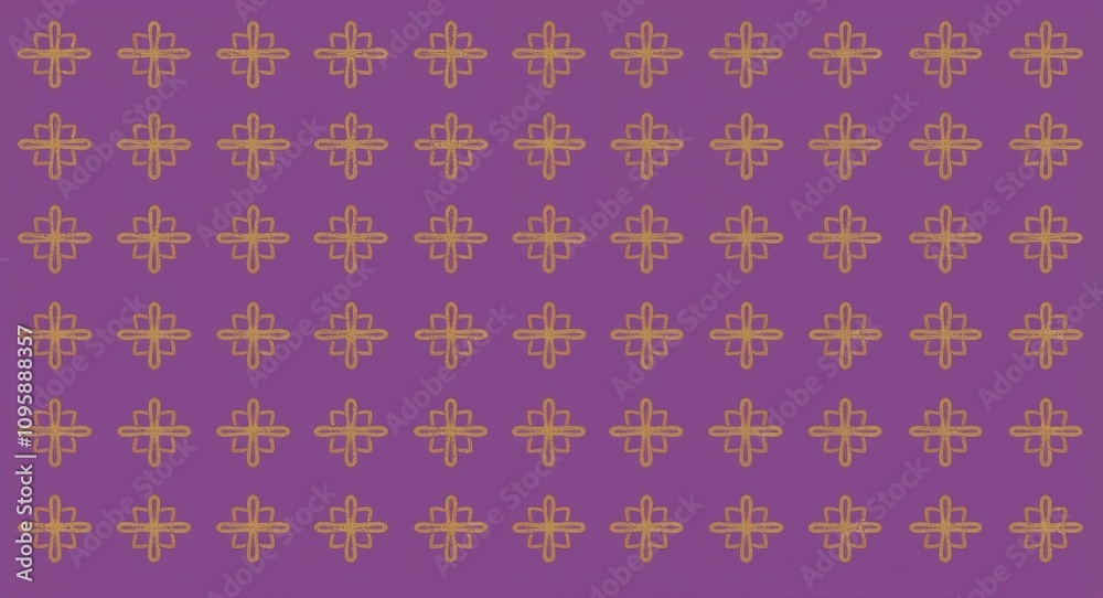 Gold Cross pattern hand drawn design on Purple background illustration Gold Cross pattern hand drawn design on Purple background illustration