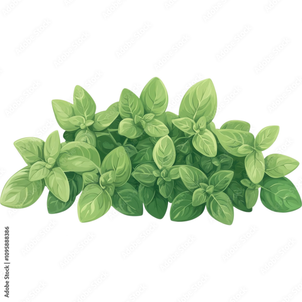A vibrant cluster of fresh green oregano leaves, showcasing their lush, textured beauty, ideal for culinary uses and garnishing. A vibrant cluster of fresh green oregano leaves, showcasing their lush, textured beauty, ideal for culinary uses and garnishing.