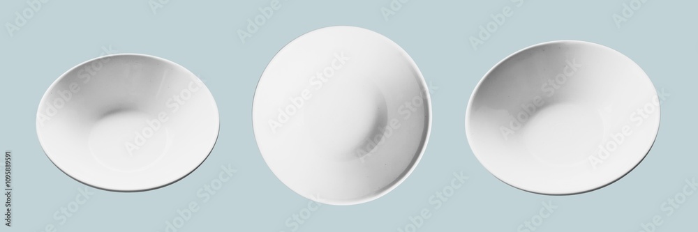 bowl with various angles isolated on a blue background bowl with various angles isolated on a blue background