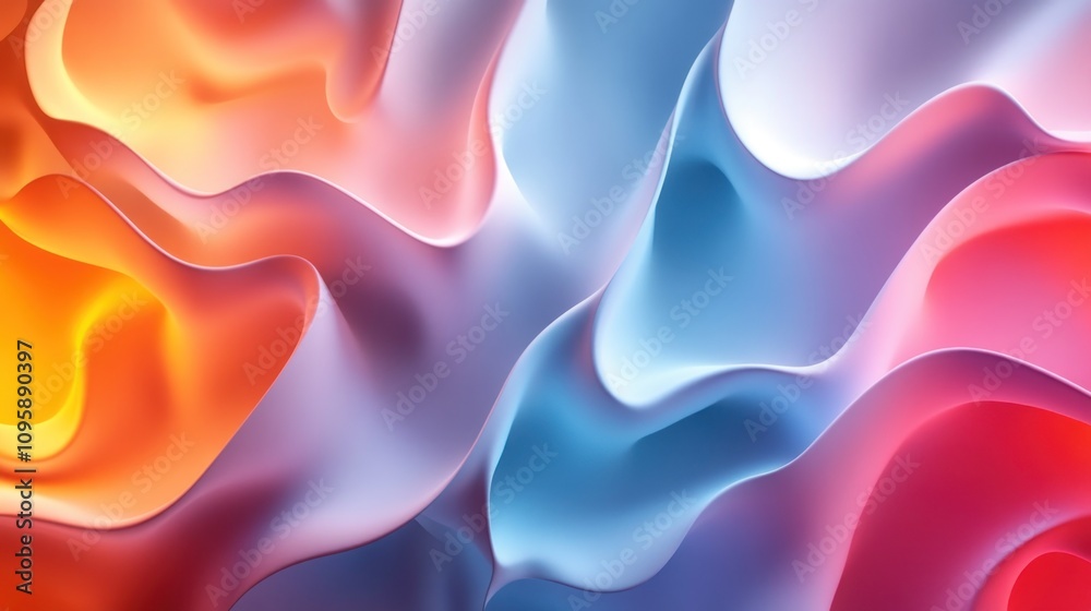 Obraz premium A vibrant abstract design featuring flowing shapes in warm and cool colors.