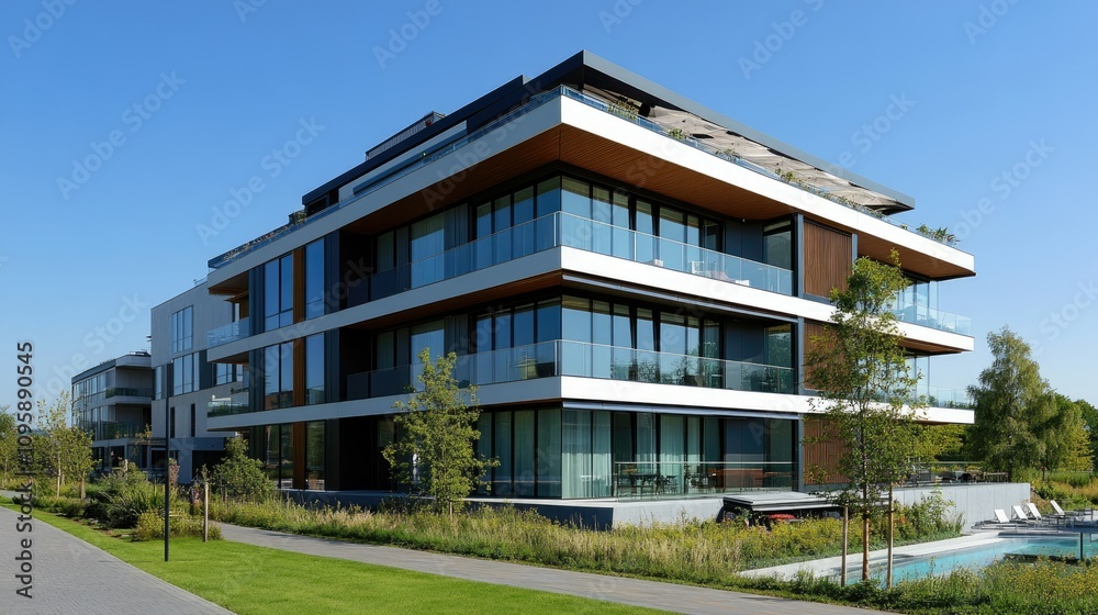 Modern Newly Constructed Apartment Building Exterior Modern Newly Constructed Apartment Building Exterior