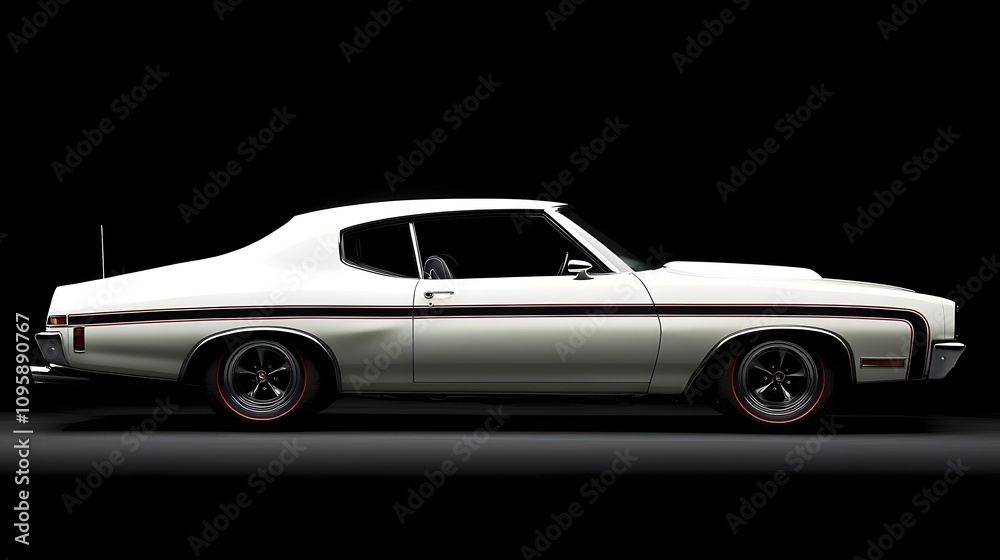 Fototapeta premium Vintage 1972 White Coupe with Sleek Design