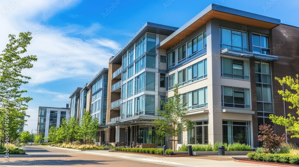 Modern Apartment Building with Stylish Design Modern Apartment Building with Stylish Design
