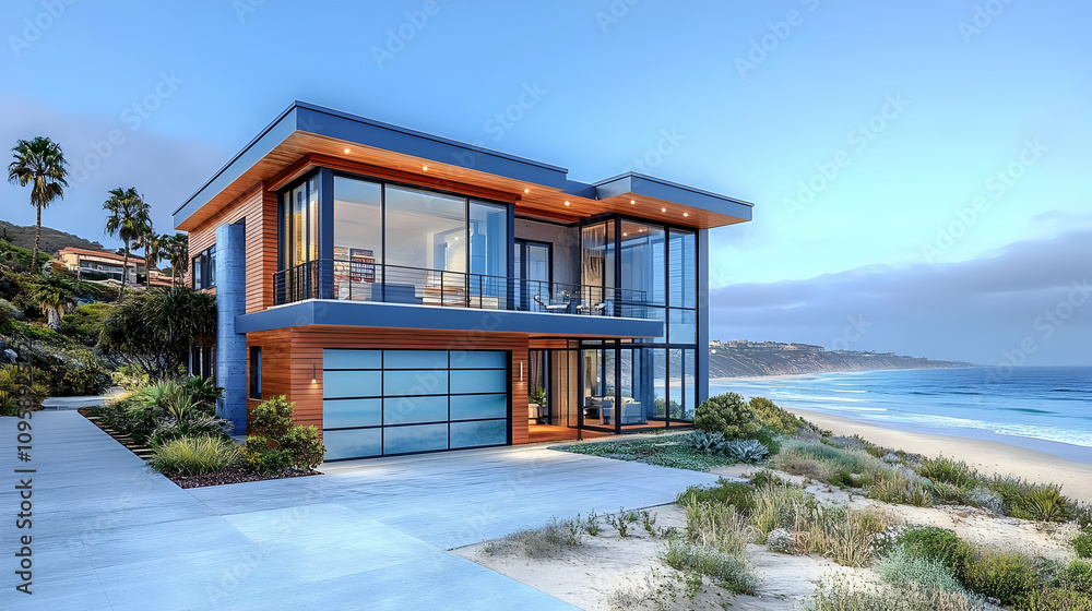 Modern Beach House Architectural Design 3D Illustration Modern Beach House Architectural Design 3D Illustration