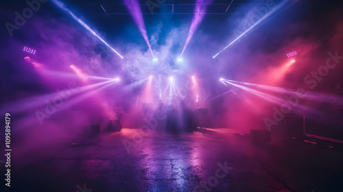 Purple and Blue Stage Lights with Smoke