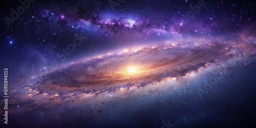 A Breathtaking View of a Spiral Galaxy with a Radiant Core and a Starry Background