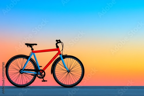 Wallpaper Mural Amsterdamâ€™s bicycles on a bridge illustrated as minimalist silhouettes against a gradient sunset Torontodigital.ca