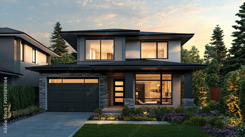 Modern Home Design in 3D Illustration