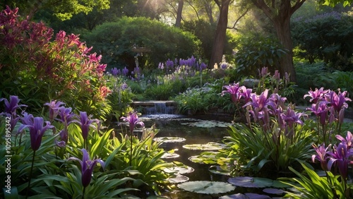 Purple Lilies Blooming in the Amazing Garden