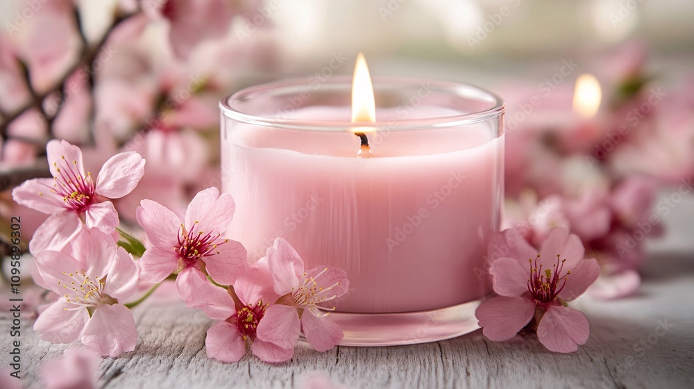 aroma candles with sakura scent,background is full of flowers, aroma candles wallpaper aroma candles with sakura scent,background is full of flowers, aroma candles wallpaper