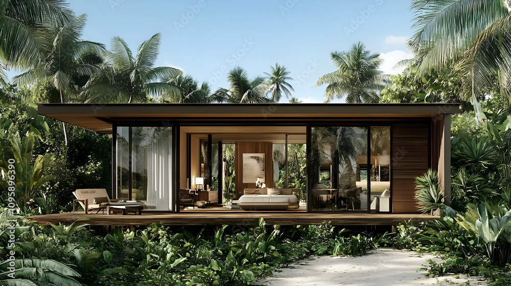 Tropical Modern Cabin Illustration
