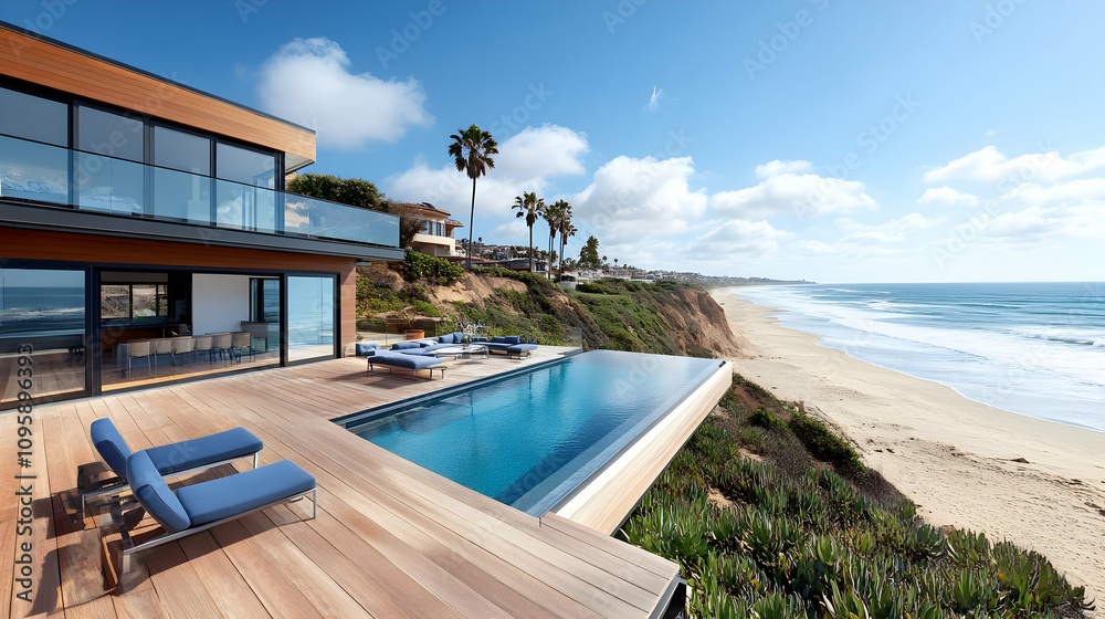 Obraz premium Modern Beach House with Infinity Pool - Photo