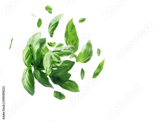 a group of leaves flying in the air